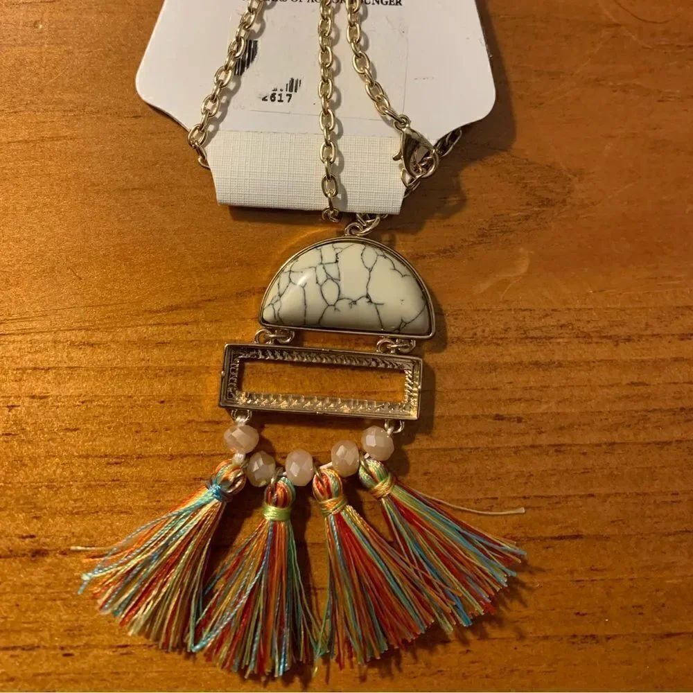 Laura Ford boho pendant tassel long necklace